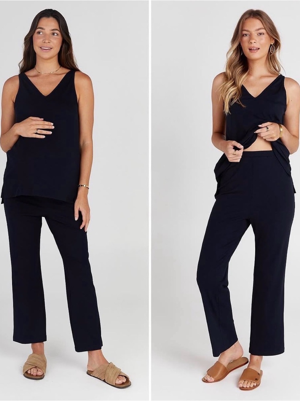Legoe Heritage Navy Ribbed Maternity Top & Pants Set Size S/M